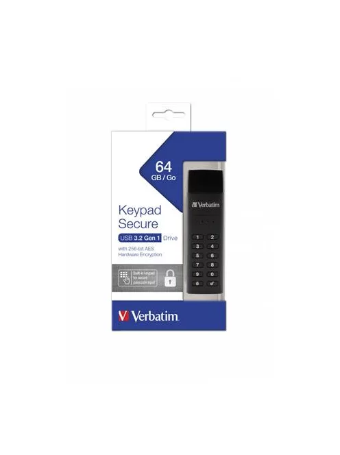 VERBATIM Pendrive, 64GB, USB 3.2, titkosítás, 160/130Mb/s, VERBATIM "Keypad Secure"