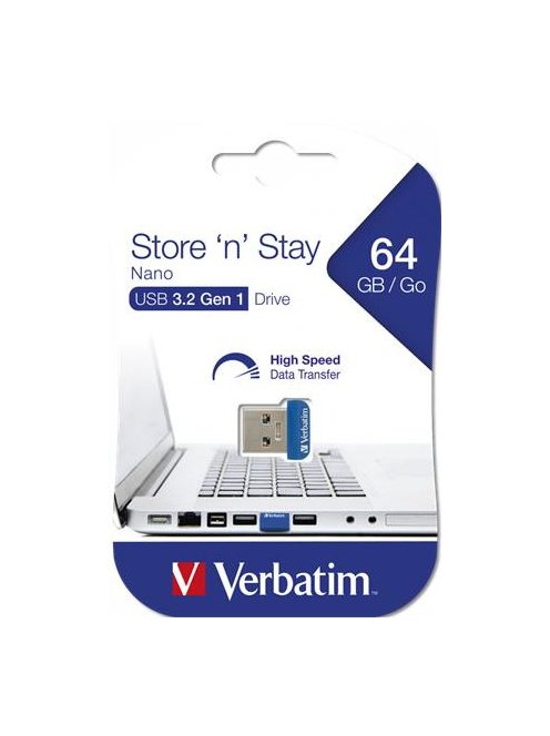 VERBATIM Pendrive, 64GB, USB 3.2, 80/25MB/s, VERBATIM "Nano"