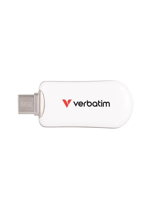 VERBATIM Pendrive, 64GB, USB-C 3.2 Gen1, VERBATIM "Plectra", fehér