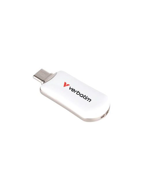 VERBATIM Pendrive, 64GB, USB-C 3.2 Gen1, VERBATIM "Plectra", fehér