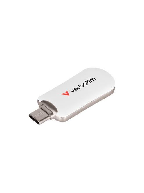 VERBATIM Pendrive, 64GB, USB-C 3.2 Gen1, VERBATIM "Plectra", fehér