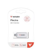 VERBATIM Pendrive, 64GB, USB-C 3.2 Gen1, VERBATIM "Plectra", fehér