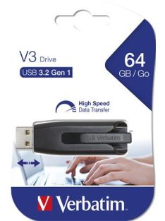   VERBATIM Pendrive, 64GB, USB 3.2, 80/25 MB/s, VERBATIM "V3", fekete-szürke