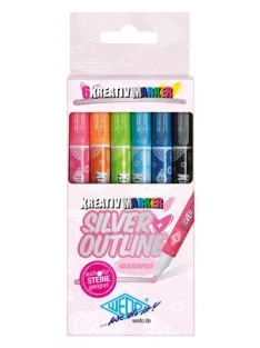   WEDO Filctoll készlet, 1-2 mm, metál ezüst, WEDO, 6 különböző színű kontúrral