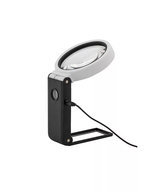 WEDO Nagyító, 90 mm, kihajtható állvánnyal, LED fénnyel, WEDO, fekete/fehér