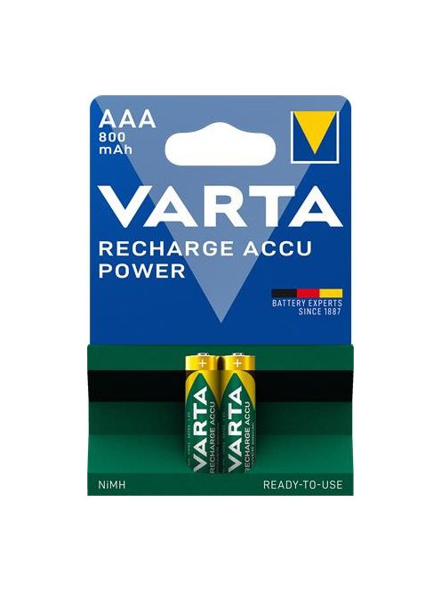VARTA Tölthető elem, AAA mikro, 2x800 mAh, előtöltött, VARTA "Power"