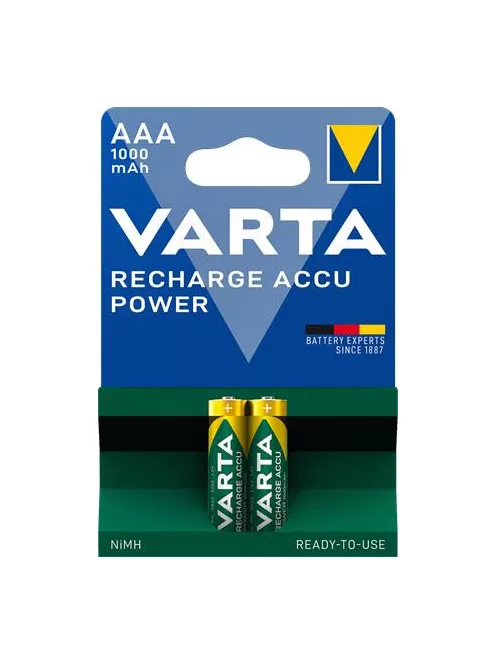 VARTA Tölthető elem, AAA mikro, 2x1000 mAh, előtöltött, VARTA "Power"