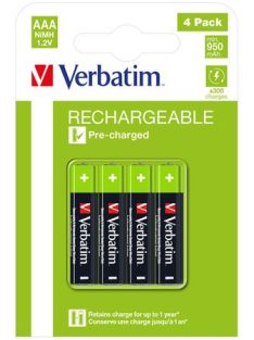 VERBATIM Tölthető elem, AAA mikro, 4x950 mAh, VERBATIM