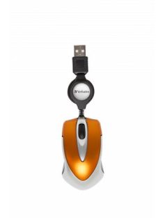   VERBATIM Egér, vezetékes, optikai, kisméret, USB, VERBATIM "Go Mini", ezüst-lávaszínű