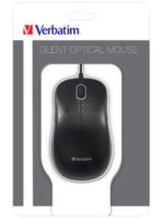   VERBATIM Egér, vezetékes, optikai, normál méret, USB, VERBATIM "Silent", fekete