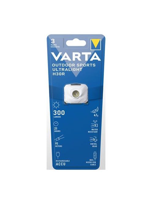 VARTA Fejlámpa, LED, kültéri, VARTA "Ultralight H30R", fehér