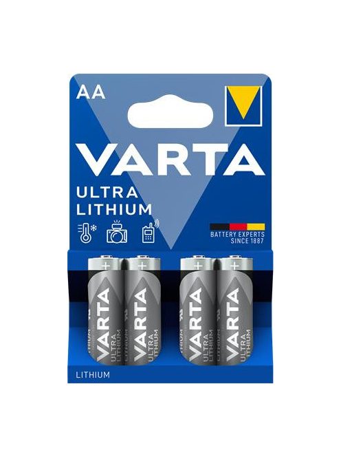 VARTA Elem, AA ceruza, 4 db, lítium, VARTA "Ultra Lithium"