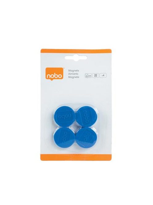 NOBO Korong mágnes, fehértáblához, 30 mm, 4 db, NOBO, kék