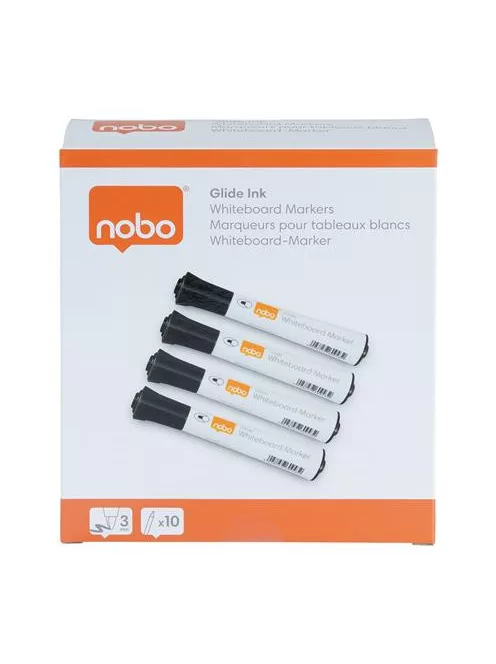NOBO Táblamarker, kúpos hegyű, 2 mm, 10 db, NOBO "Glide", fekete