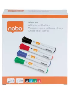   NOBO Táblamarker, kúpos hegyű, 2 mm, 10 db, NOBO "Glide", vegyes