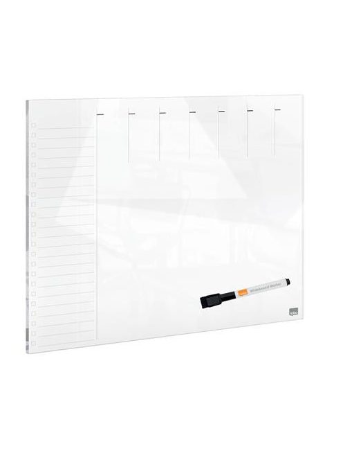 NOBO Tervezőtábla, üveg, mágneses felület, heti, 43x56 cm, NOBO "Home", fehér