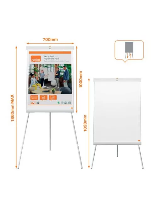 NOBO Flipchart tábla, mágneses felület, 70x100 cm, EcoLabel, NOBO "Premium Plus", fehér