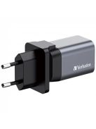 VERBATIM Hálózati töltő, 1xUSB-C PD (35W), USB-A QC 3.0, EU/UK/US, GaN, VERBATIM