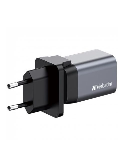 VERBATIM Hálózati töltő, 1xUSB-C PD (35W), USB-A QC 3.0, EU/UK/US, GaN, VERBATIM