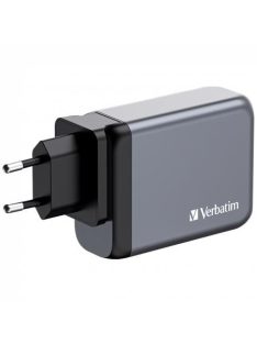   VERBATIM Hálózati töltő, 2xUSB-C PD (100W), USB-C PD (65W), USB-A QC 3.0, EU/UK/US, GaN, VERBATIM