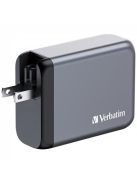 VERBATIM Hálózati töltő, 2xUSB-C PD (100W), USB-C PD (65W), USB-A QC 3.0, EU/UK/US, GaN, VERBATIM