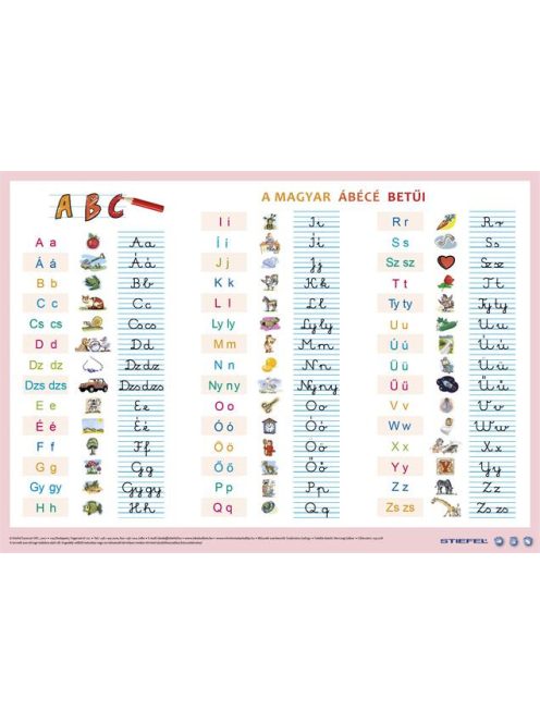 STIEFEL Könyökalátét, kétoldalas, A3, STIEFEL "A magyar ábécé betűi"