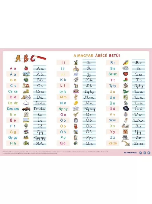 STIEFEL Könyökalátét, kétoldalas, A3, STIEFEL "A magyar ábécé betűi"