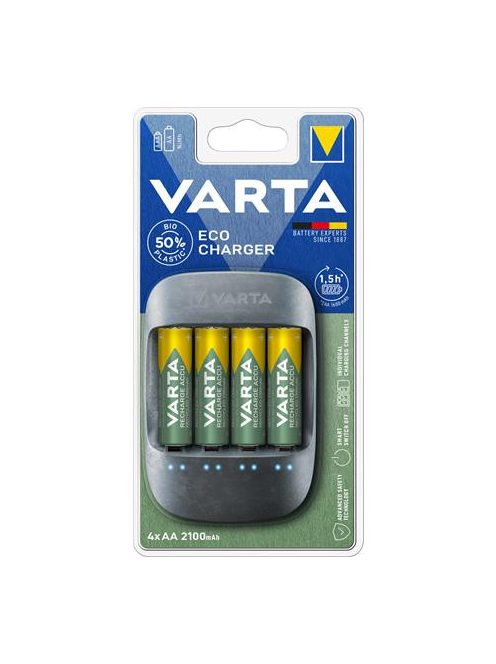 VARTA Elemtöltő, AA ceruza/AAA mikro, 4x2100 mAh, VARTA"ECO"