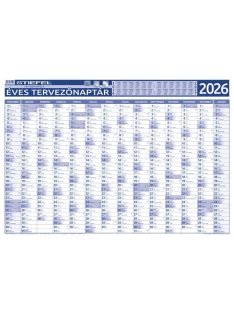   STIEFEL Éves tervező és projekt naptár, kétoldalas, fémléces, kék színű filctollal, 70x100 cm, 2026 évi, STIEFEL