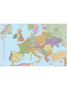   STIEFEL Falitérkép, 136x90 cm, fémléces, Európa autótérképe, STIEFEL