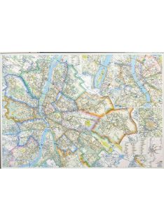   STIEFEL Falitérkép, 100x140 cm, fémléces, Budapest térképe STIEFEL