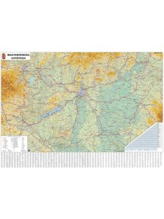   STIEFEL Falitérkép, 100x140 cm, fémléces, Magyarország autótérképe, STIEFEL