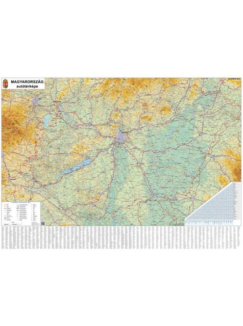 STIEFEL Falitérkép, 100x140 cm, fémléces, Magyarország autótérképe, STIEFEL