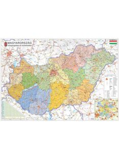   STIEFEL Falitérkép, 70x100 cm, fémléces, Magyarország járástérképe, STIEFEL