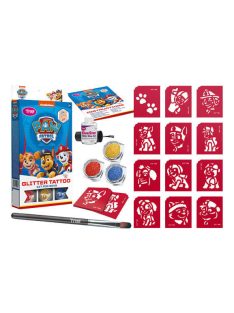   Csillámtetoválás szett, Paw Patrol fiús (kék) 12 sablonnal és 3 csillámporral