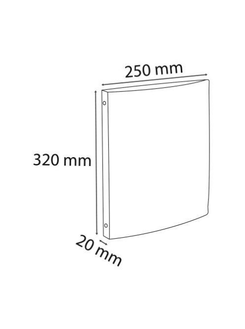 Gyűrűskönyv, A4, 4 gyűrűs, PP, cimkével, A4-s maxi, 20 mm-s gerinc, PP, fekete